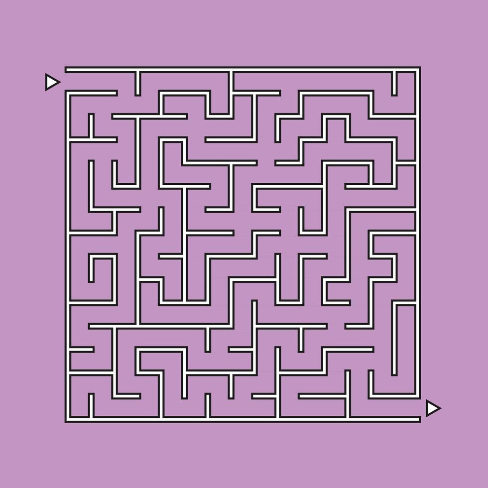 Abstract square maze. An interesting and useful game for kids. Children's puzzle with one entrance and one exit. Labyrinth conundrum. Simple flat vector illustration isolated on color background.