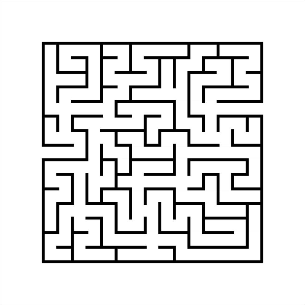 Abstract square maze. Game for kids. Puzzle for children. One entrances, one exit. Labyrinth conundrum. Simple flat vector illustration isolated on white background.