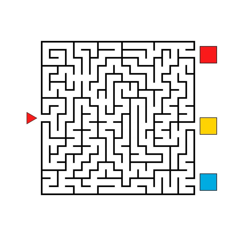 Abstract square maze. Game for kids. Puzzle for children. Find the right path. Labyrinth conundrum. Flat vector illustration isolated on white background.