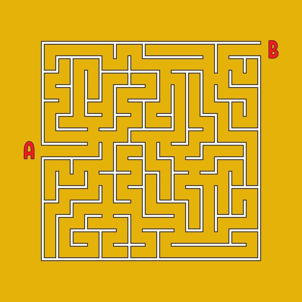 Abstract square maze. Game for kids. Puzzle for children. One entrances, one exit. Labyrinth conundrum. Simple flat vector illustration isolated on color background.