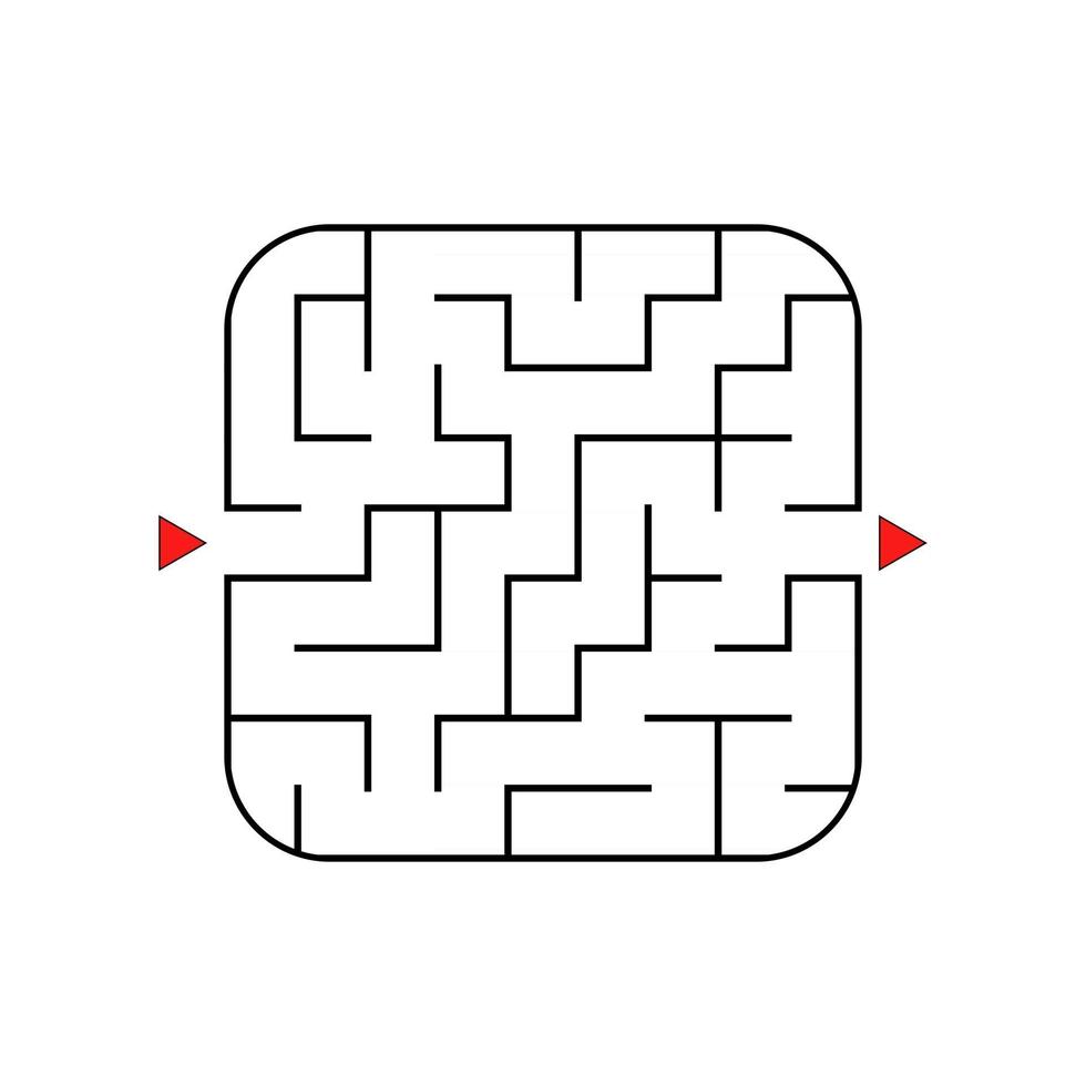 Abstract square maze. Easy level of difficulty. Game for kids. Puzzle for children. One entrances, one exit. Labyrinth conundrum. Flat vector illustration isolated on white background.