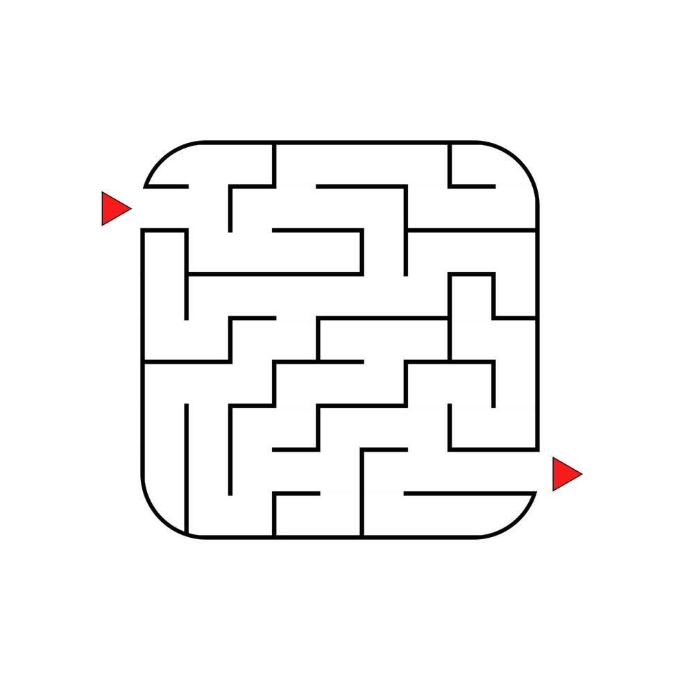 Abstract square maze. Easy level of difficulty. Game for kids. Puzzle for children. One entrances, one exit. Labyrinth conundrum. Flat vector illustration isolated on white background.