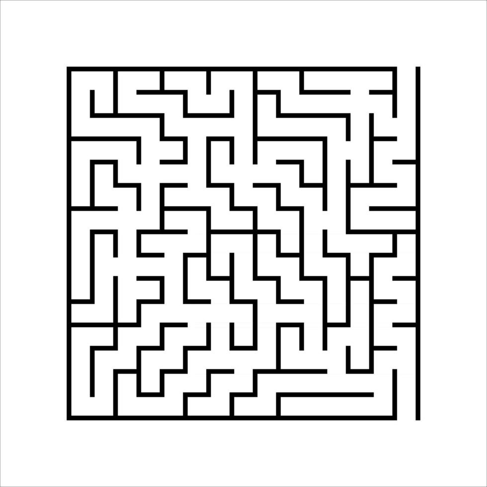 Abstract square maze. Game for kids. Puzzle for children. One entrances, one exit. Labyrinth conundrum. Simple flat vector illustration isolated on white background.