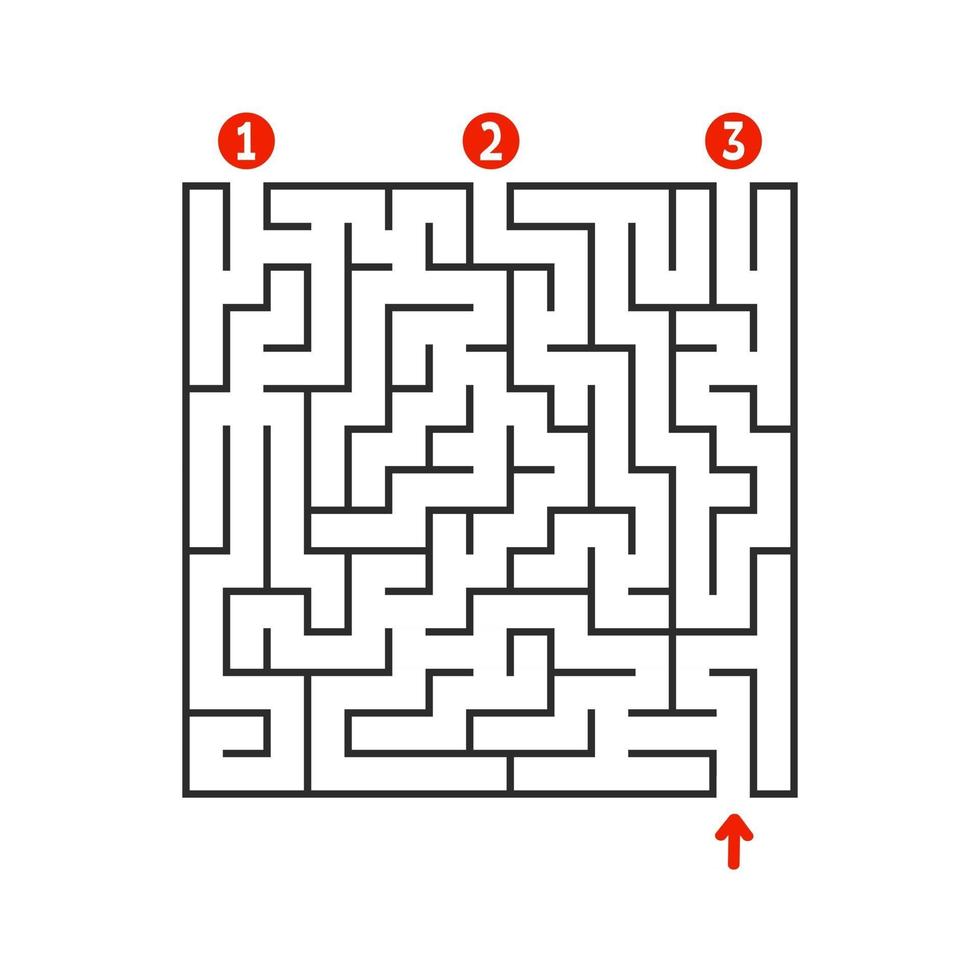 Abstract square maze. Game for kids. Puzzle for children. Find the right path. Labyrinth conundrum. Flat vector illustration isolated on white background.