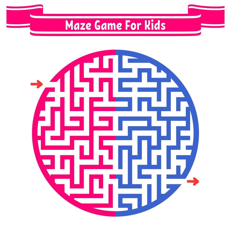 Color round maze. Painted in different colors. Game for kids and adults. Puzzle for children. Labyrinth conundrum. Flat vector illustration isolated on white background.