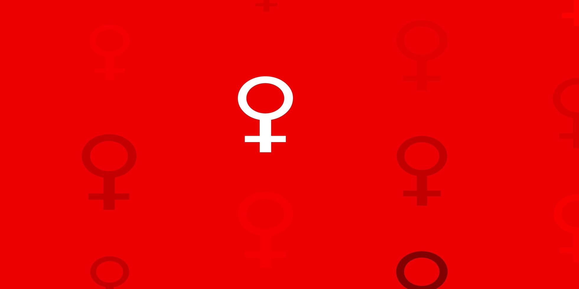 patrón de vector rojo claro con elementos de feminismo.