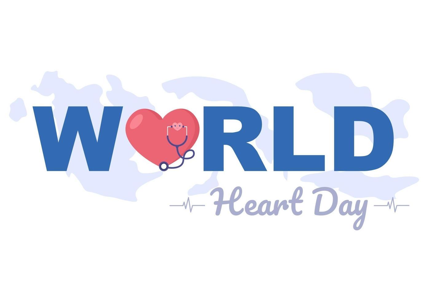 World Heart Day Illustration To Make People Aware The Importance Of Health, Care And Prevention Various Diseases vector