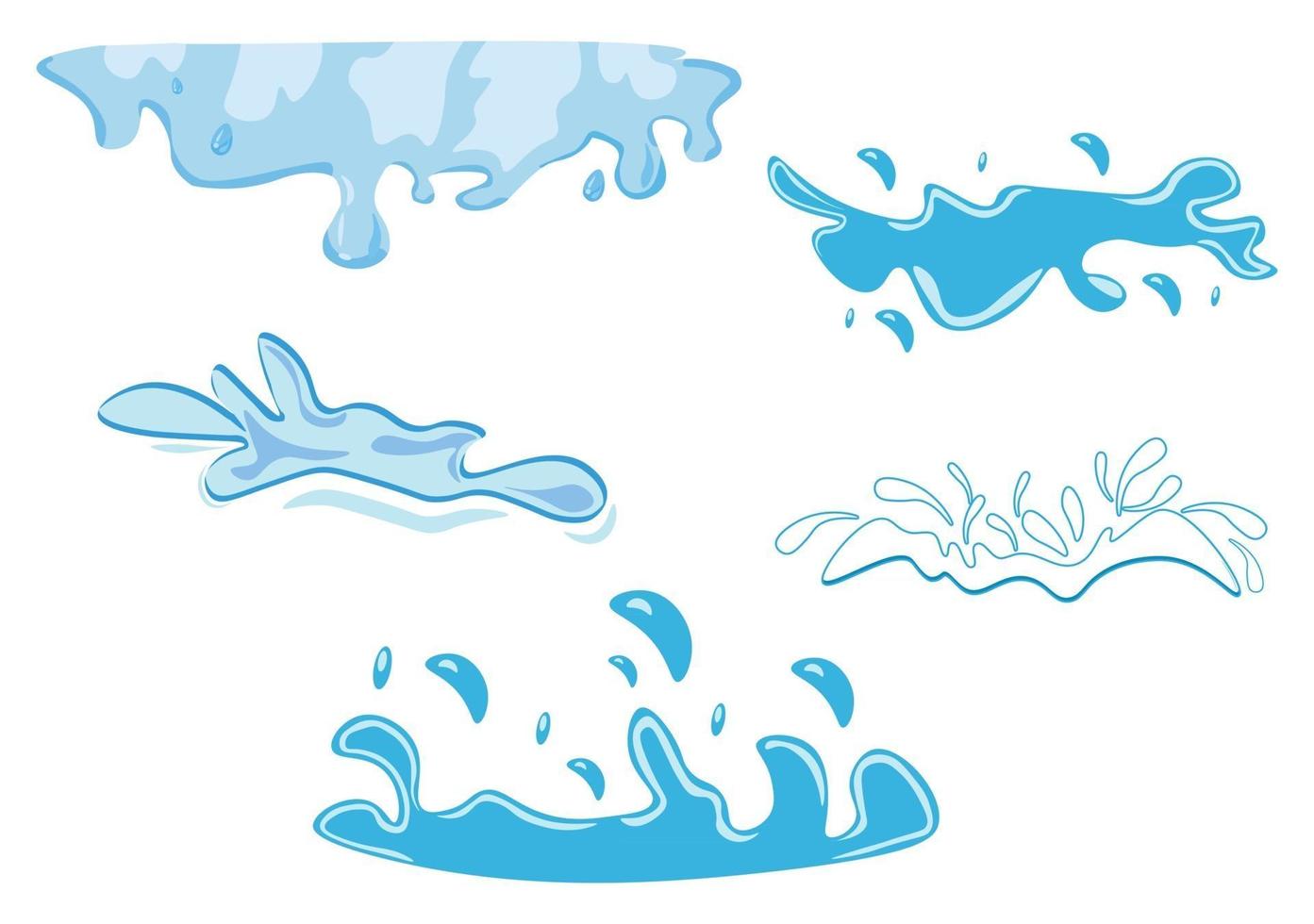 Set of Water Drop and Splash of Sparkling Blue Icon Illustration vector