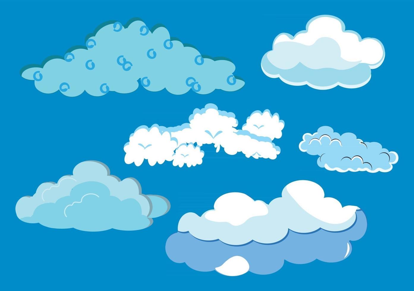 conjunto de icono de nube sobre un fondo azul para agregar más a su diseño vector