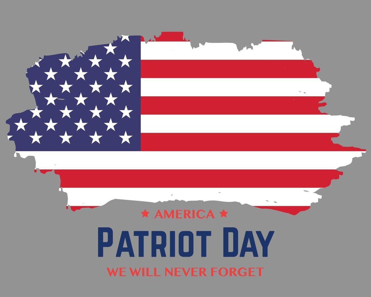 9 11 Patriot Day Brush Flag Vector