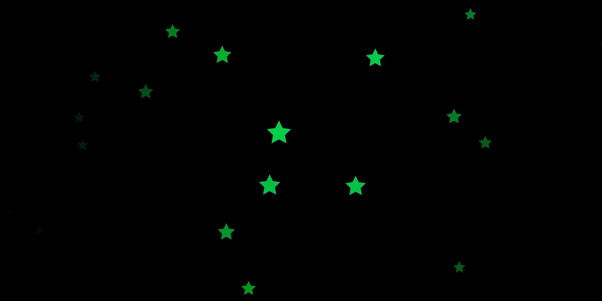 Fondo de vector azul oscuro, verde con estrellas pequeñas y grandes.