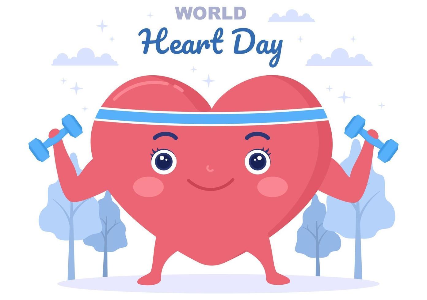 World Heart Day Illustration To Make People Aware The Importance Of Health, Care And Prevention Various Diseases vector