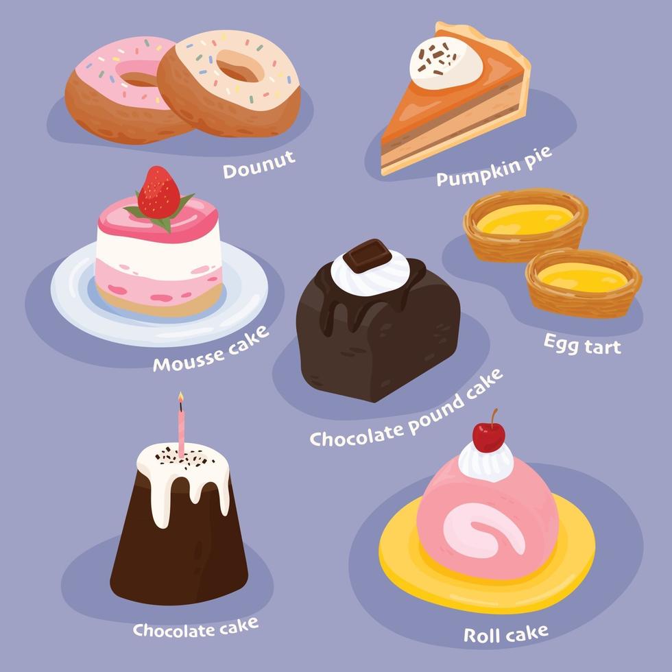 Sweet dessert bakery menu. vector