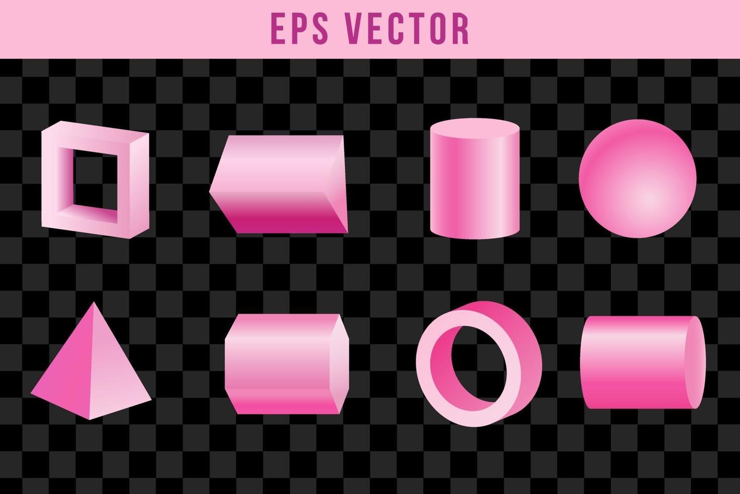 Set 3D shape purple shapes pink shine eps vector