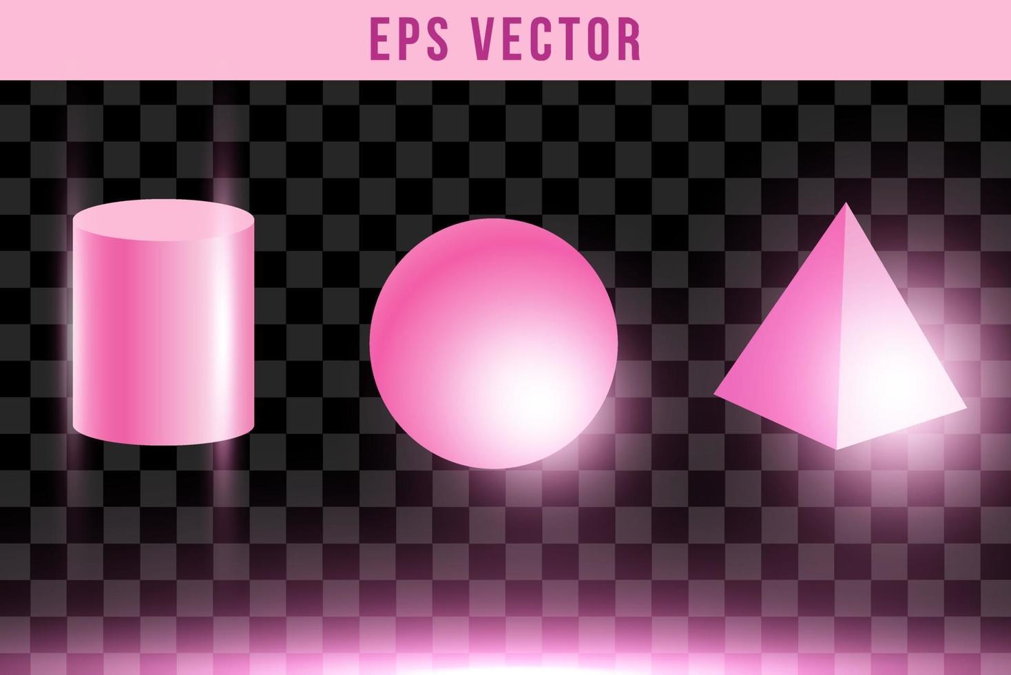 Set 3D shape purple shapes pink shine eps vector