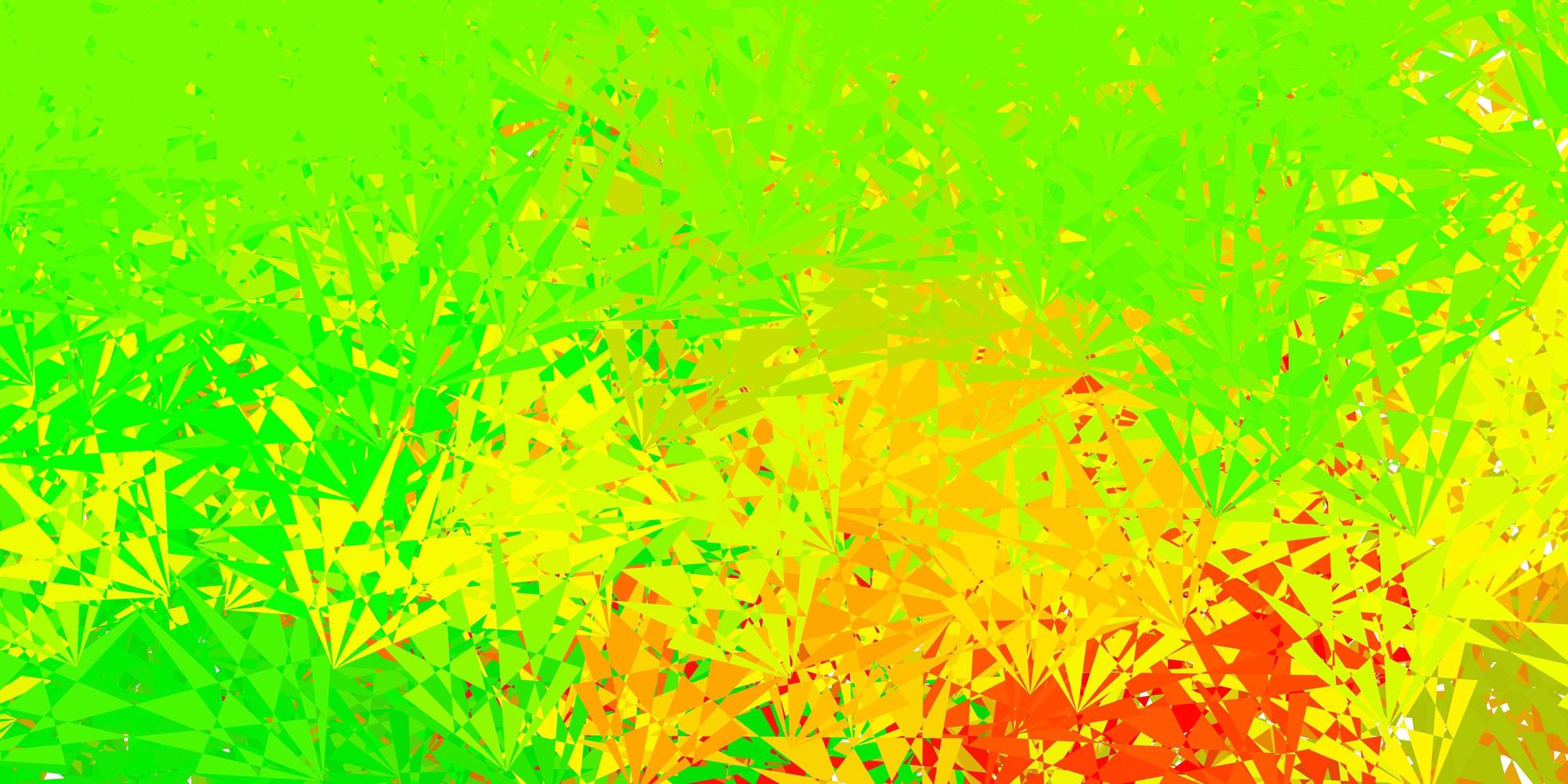 Dark green, yellow vector texture with random triangles.