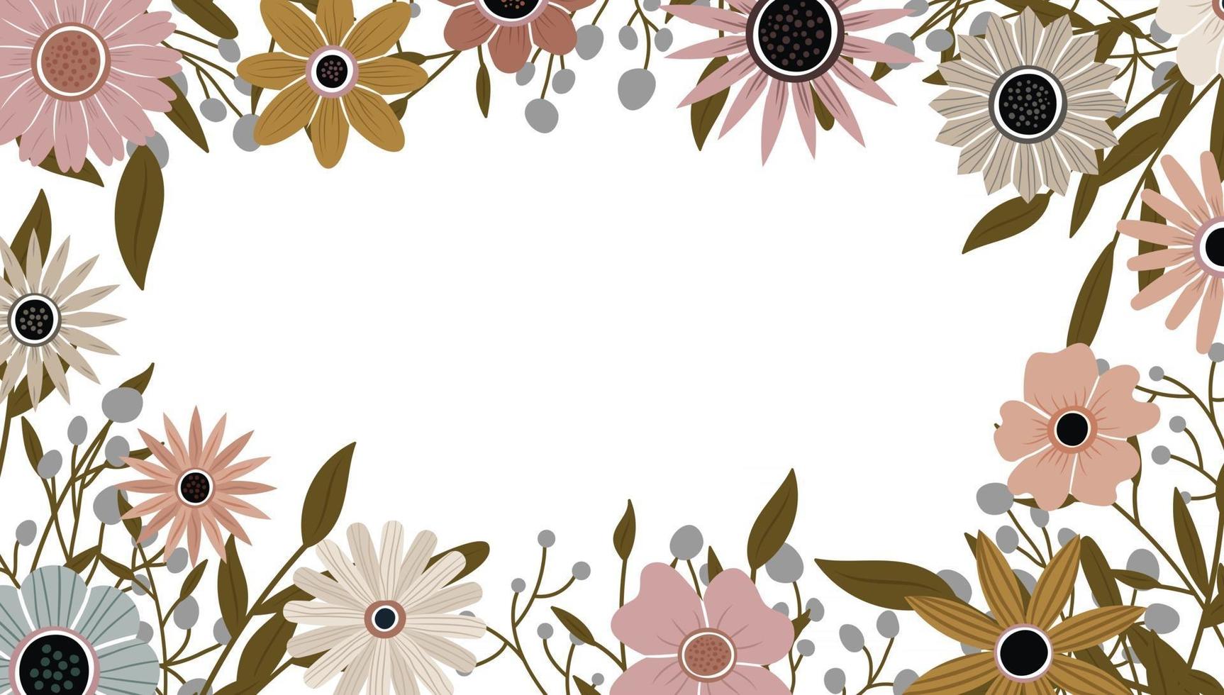 vector de fondo de naturaleza de arte abstracto. marco de plantas de moda. diseño de flores de color de fondo, hermoso jardín decorativo. hojas botánicas y diseño de patrón floral para banner de venta de verano.