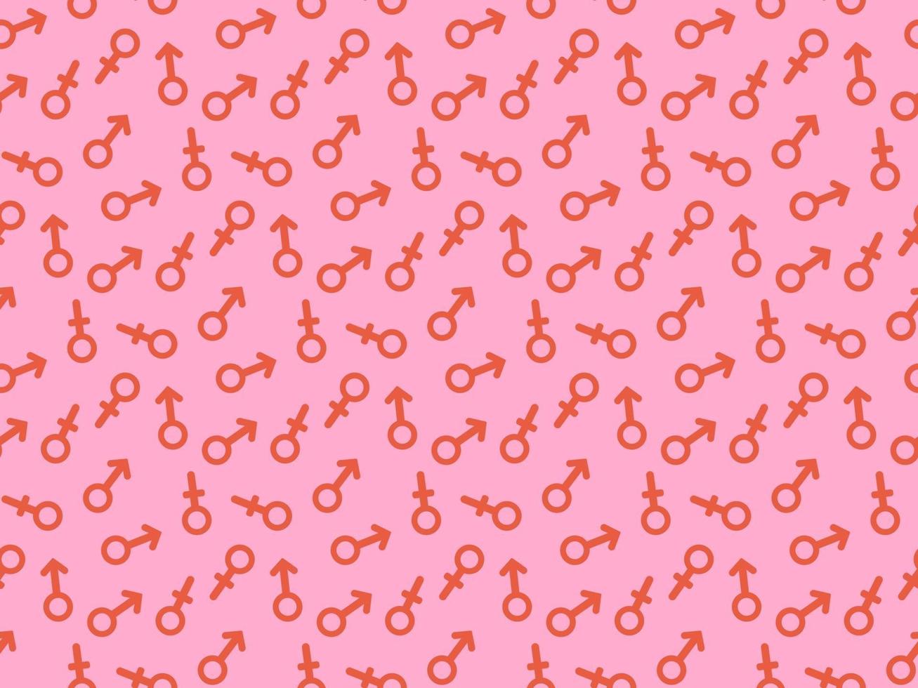 Seamless repeating pattern with male and female gender sign icon. The symbol of equality and gender relations. Abstract minimalistic modern wallpaper. Background vector illustration.