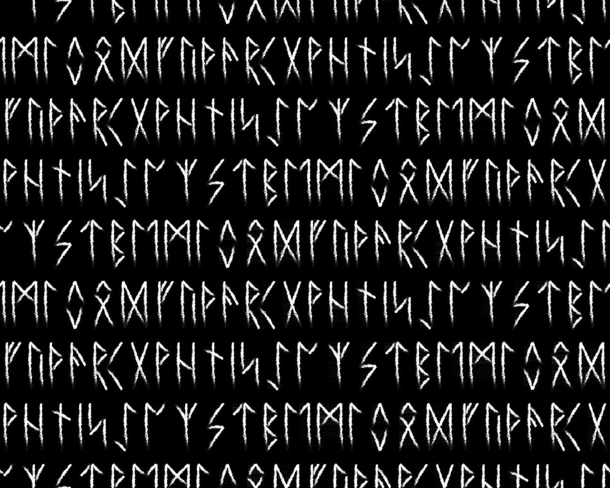 Ethnic Norwegian Icelandic seamless pattern. Runic talismans of the Vikings and northern peoples. Magic and magical runes. Pagan signs. Futhark repeatable background. Vector illustration.