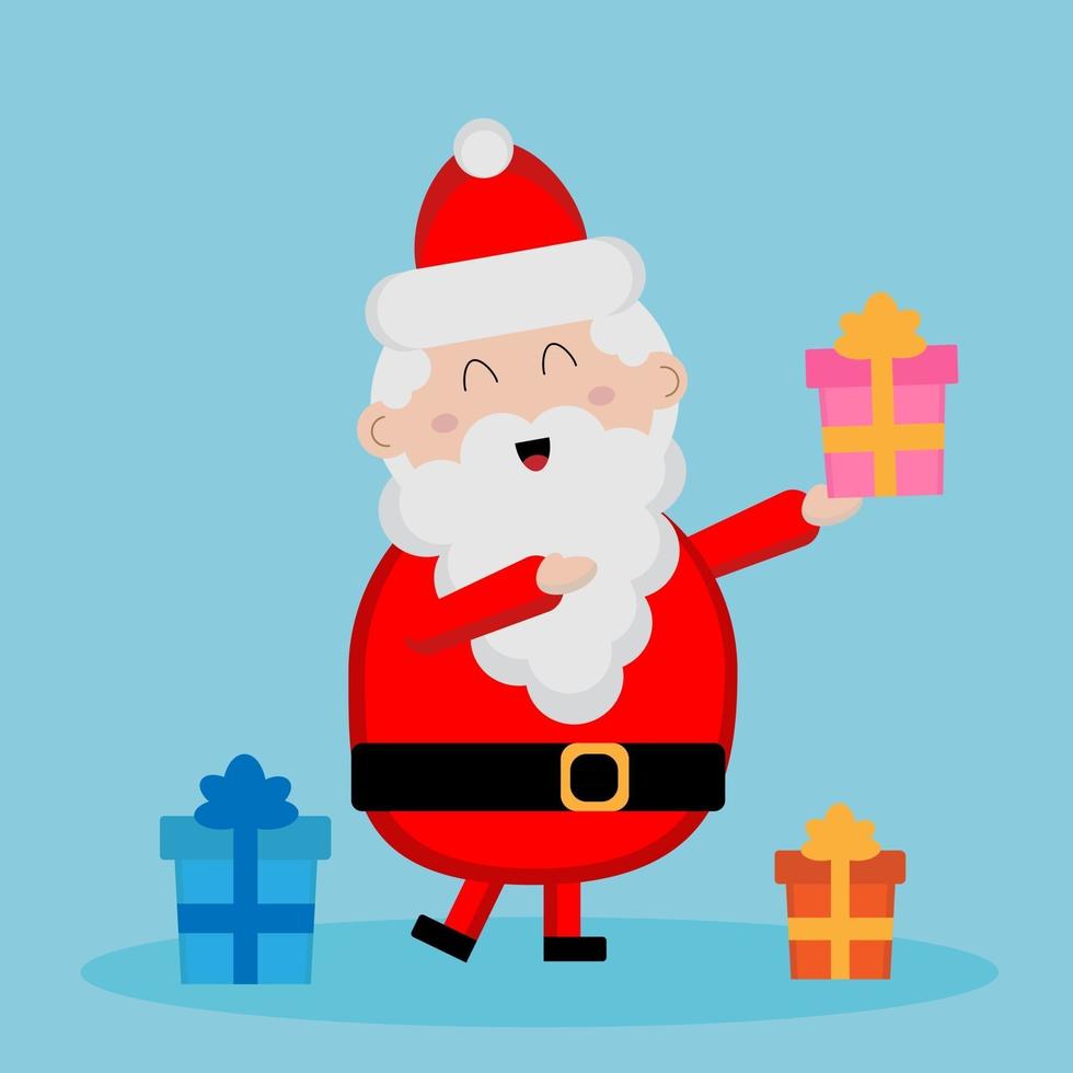 lindo santa claus y regalos vector