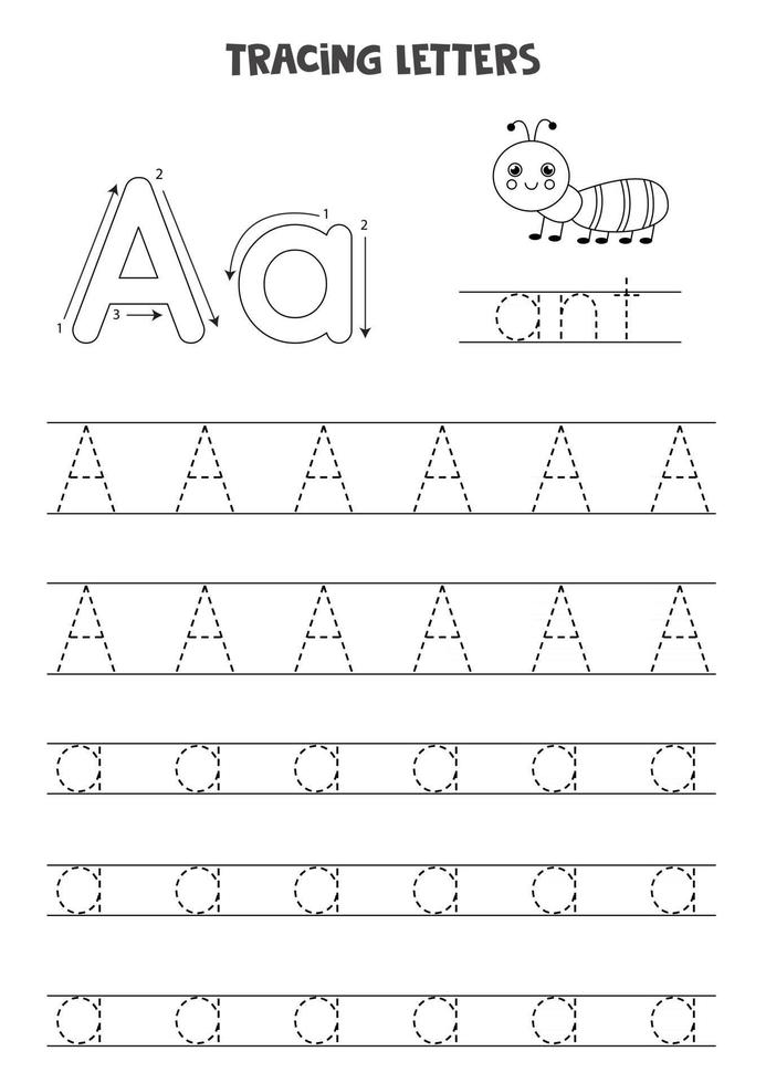 Tracing letters of English alphabet. Black and white worksheet. 2936654