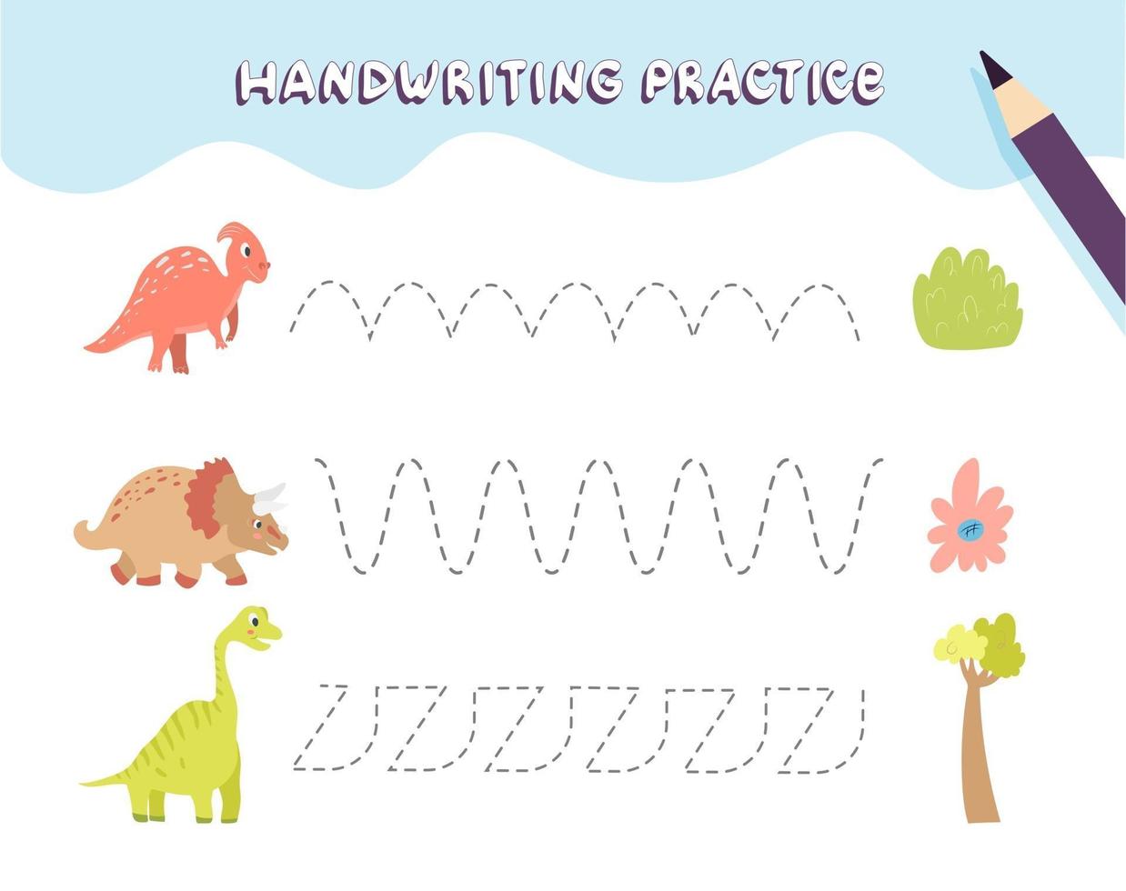 Handwriting practice for preschool children vector