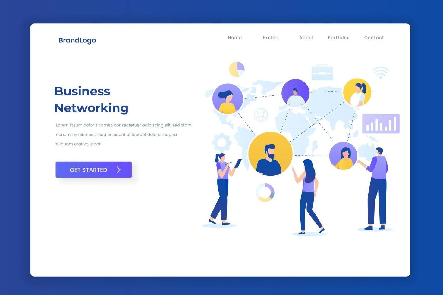 Business networking illustration landing page concept vector