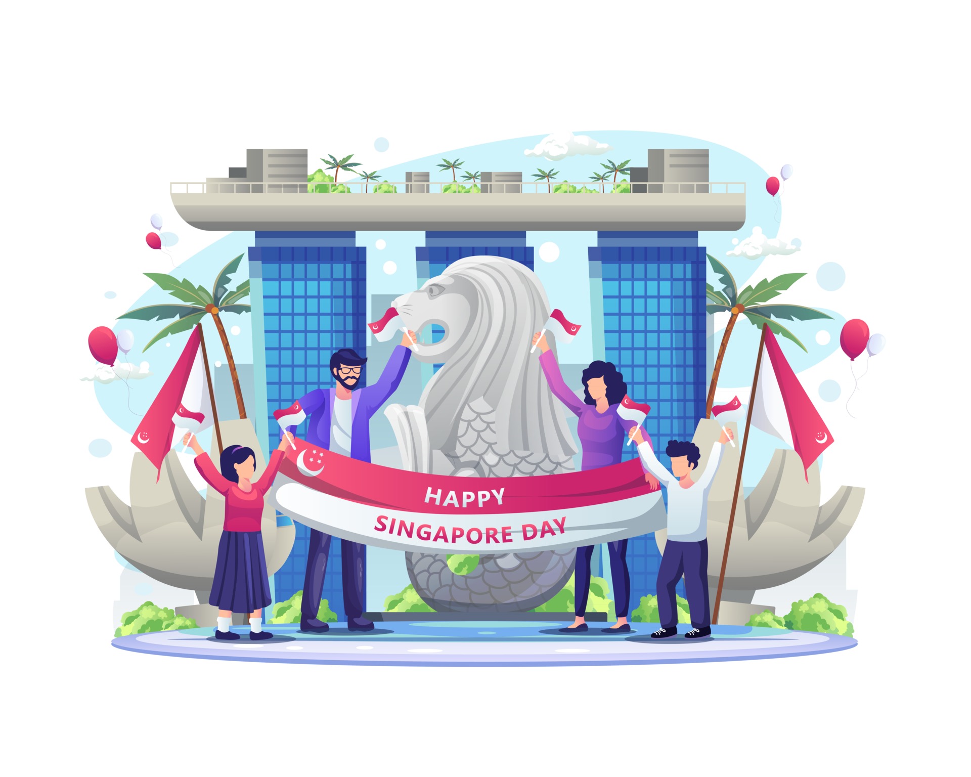 Happy People celebrate Singapore's independence day on ...