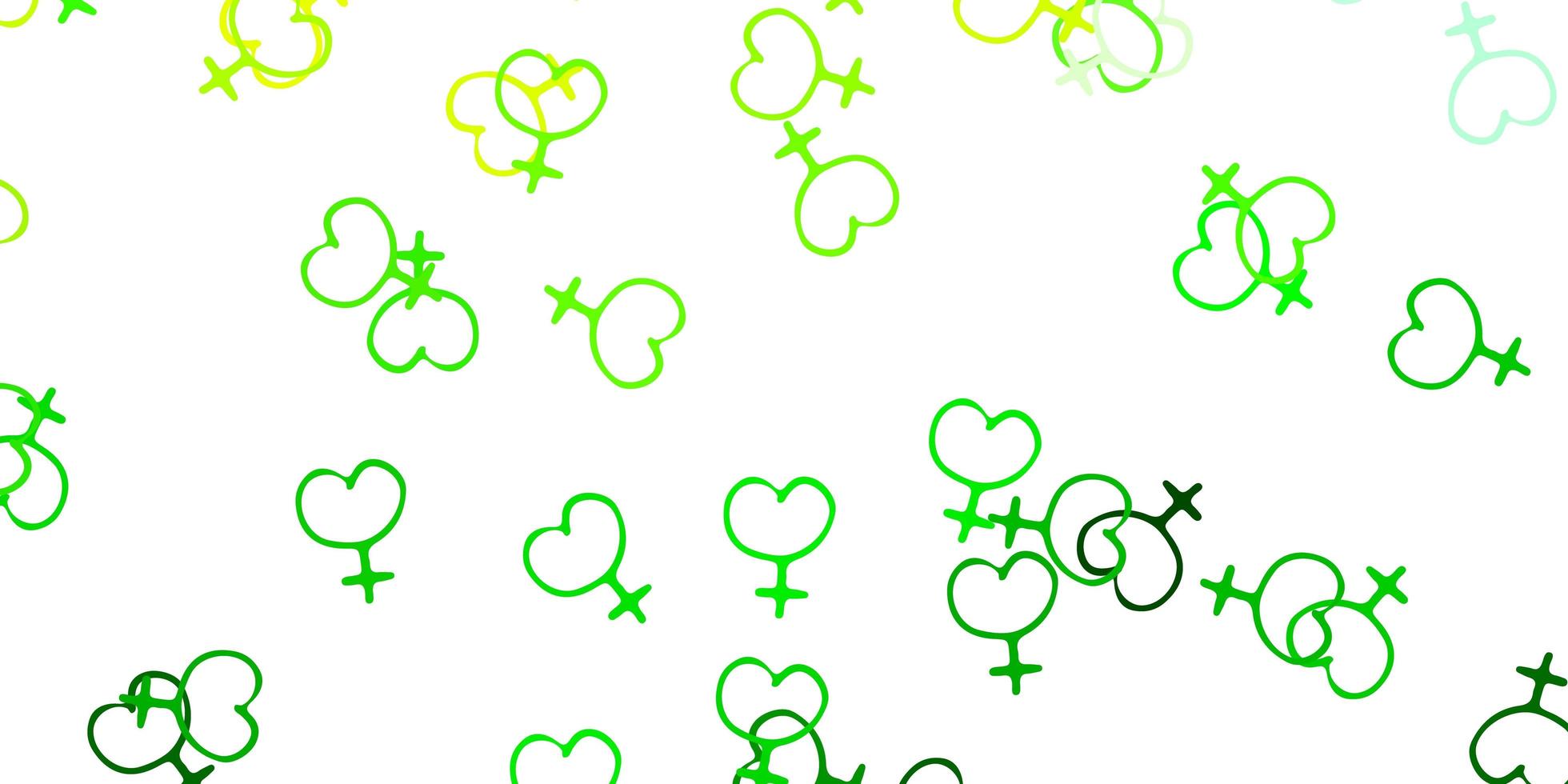Fondo de vector verde claro, amarillo con símbolos de mujer.