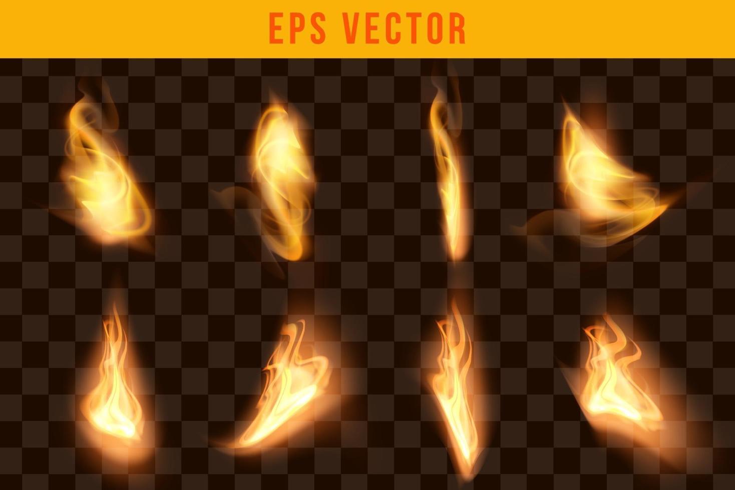 Fire set realistic effect eps vector editable glow shine fires isolated object