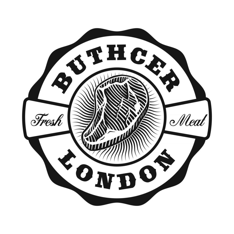 A vintage butcher shop emblem vector