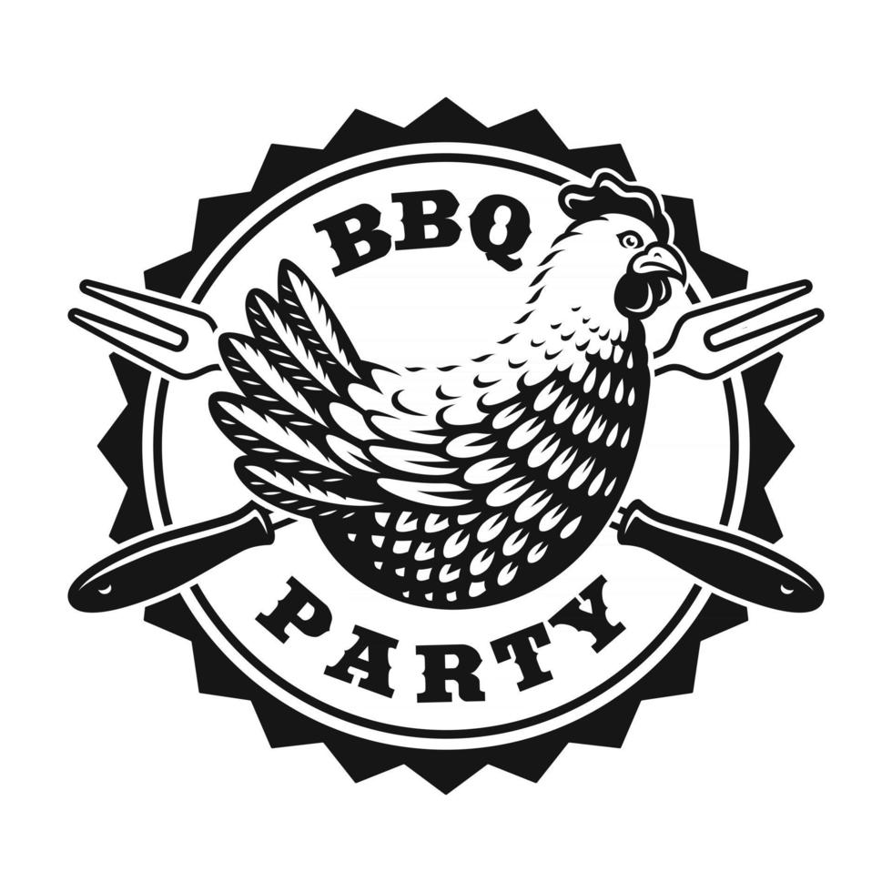 A vintage food badge with a chicken vector