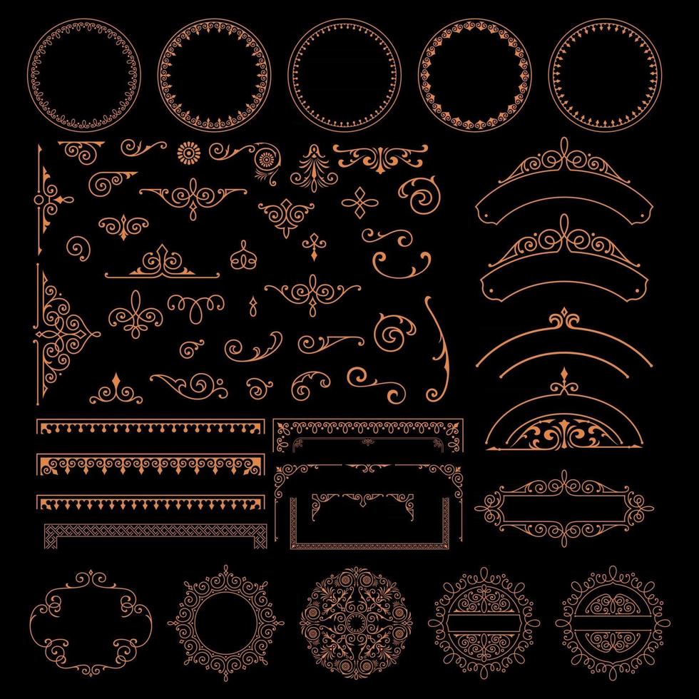 A set of vintage borders and patterns vector
