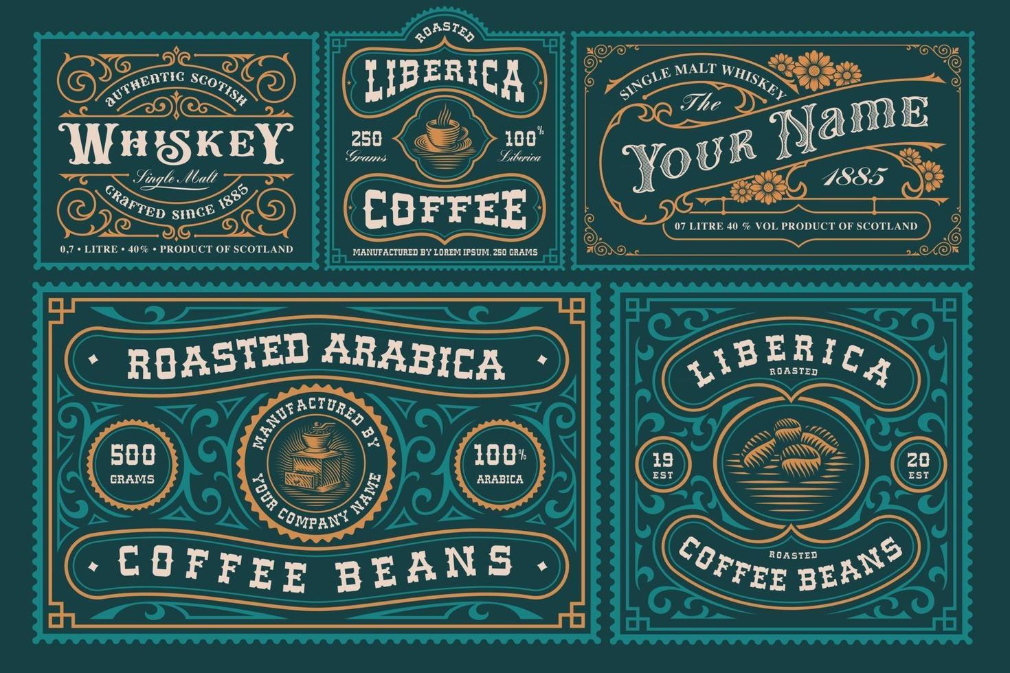 Vintage labels bundle vector