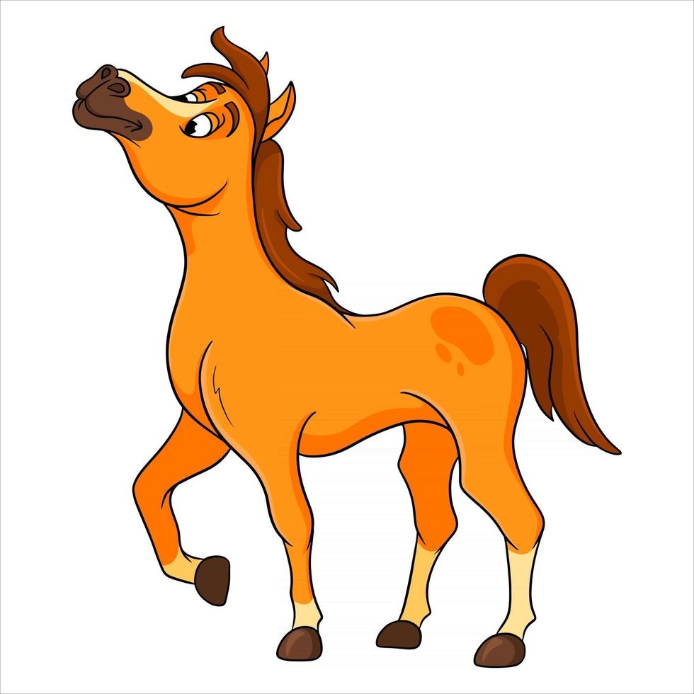 Caballo divertido personaje animal en estilo de dibujos animados vector