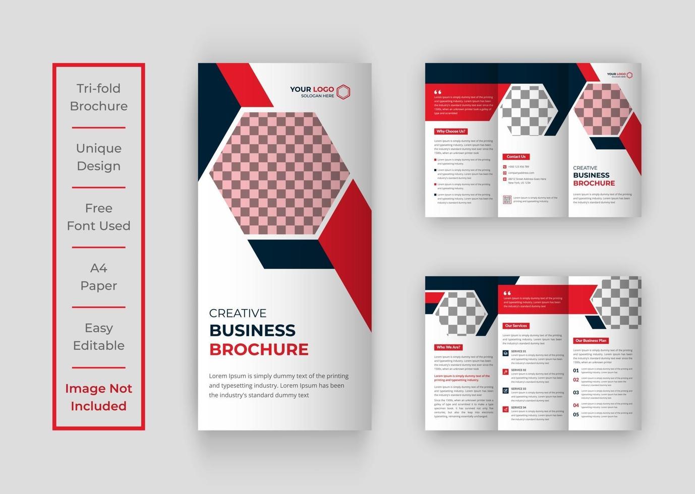 Business tri-fold brochure template design vector