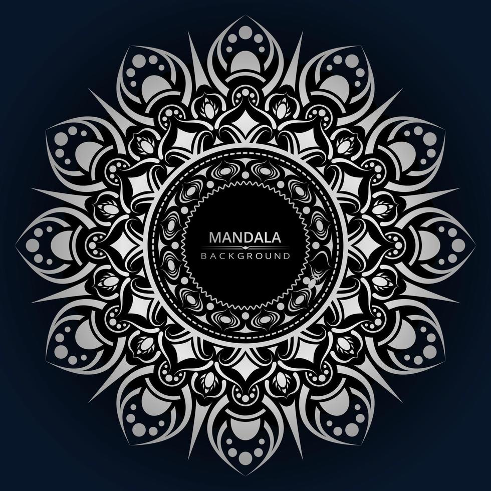 Fondo de diseño de mandala ornamental de lujo con color plateado vector