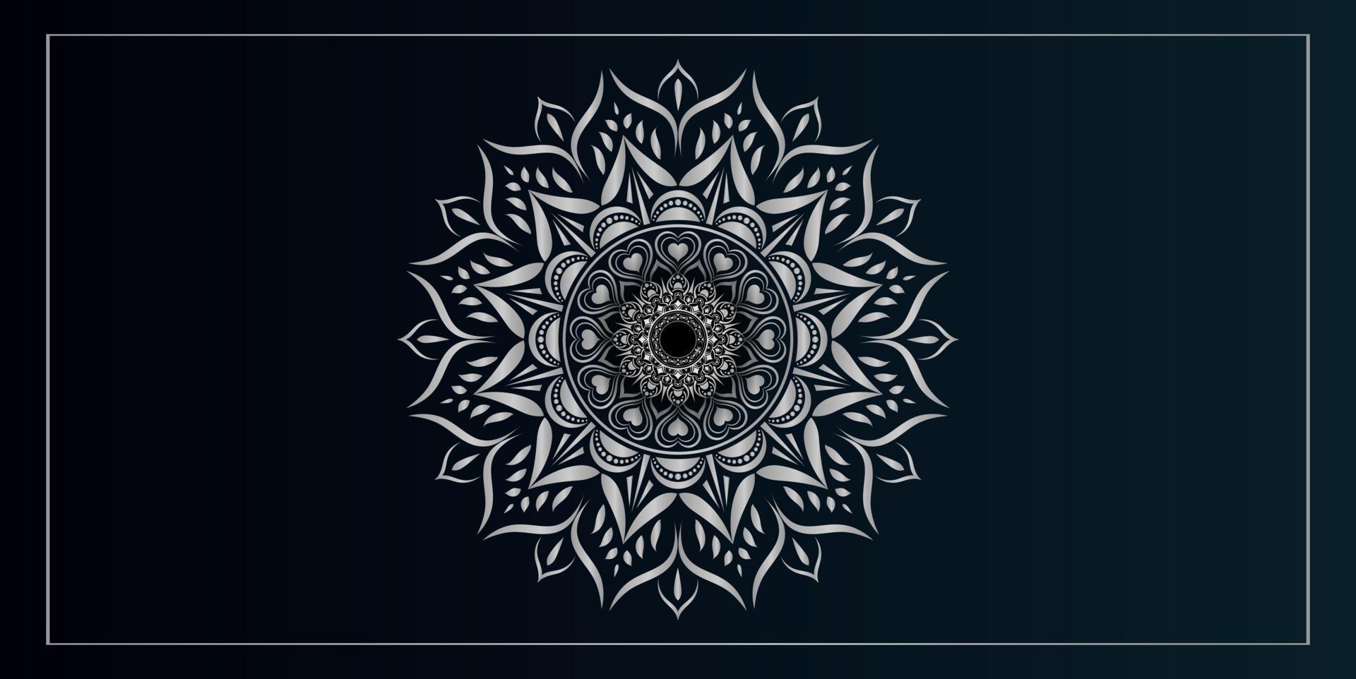 Luxury ornamental mandala design background with silver color vector