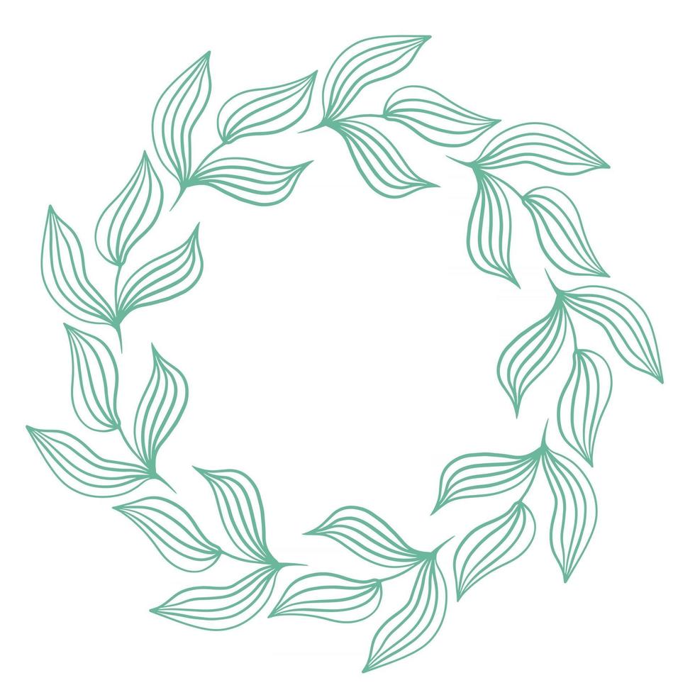 Green round frame of leaves vector illustration