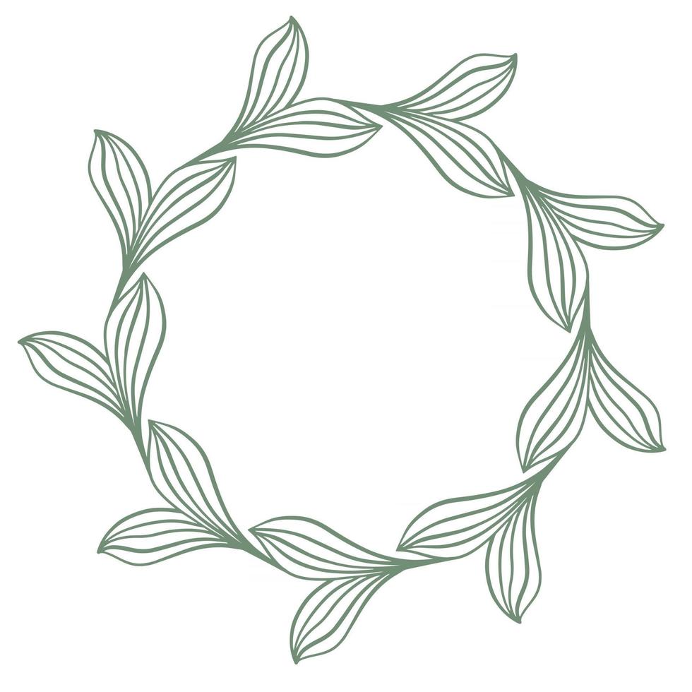 Botanical graceful circular frame of leaves vector illustration
