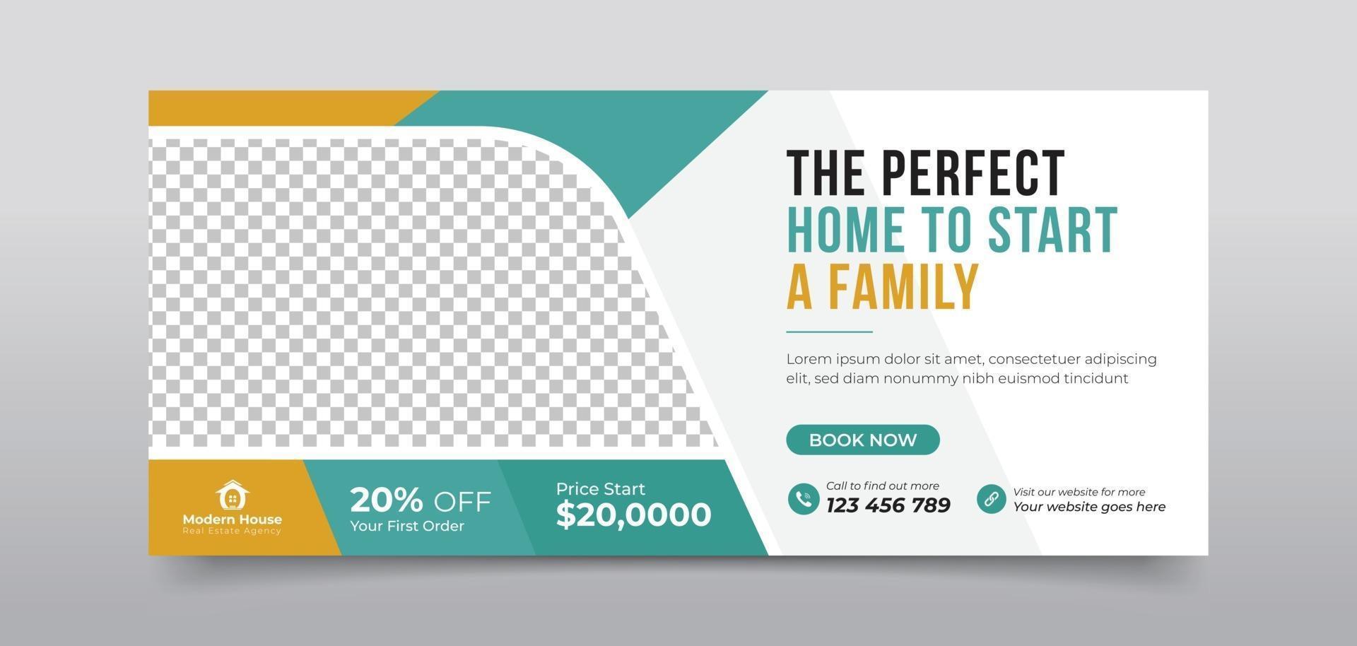 Real estate agency home sale social media cover vector