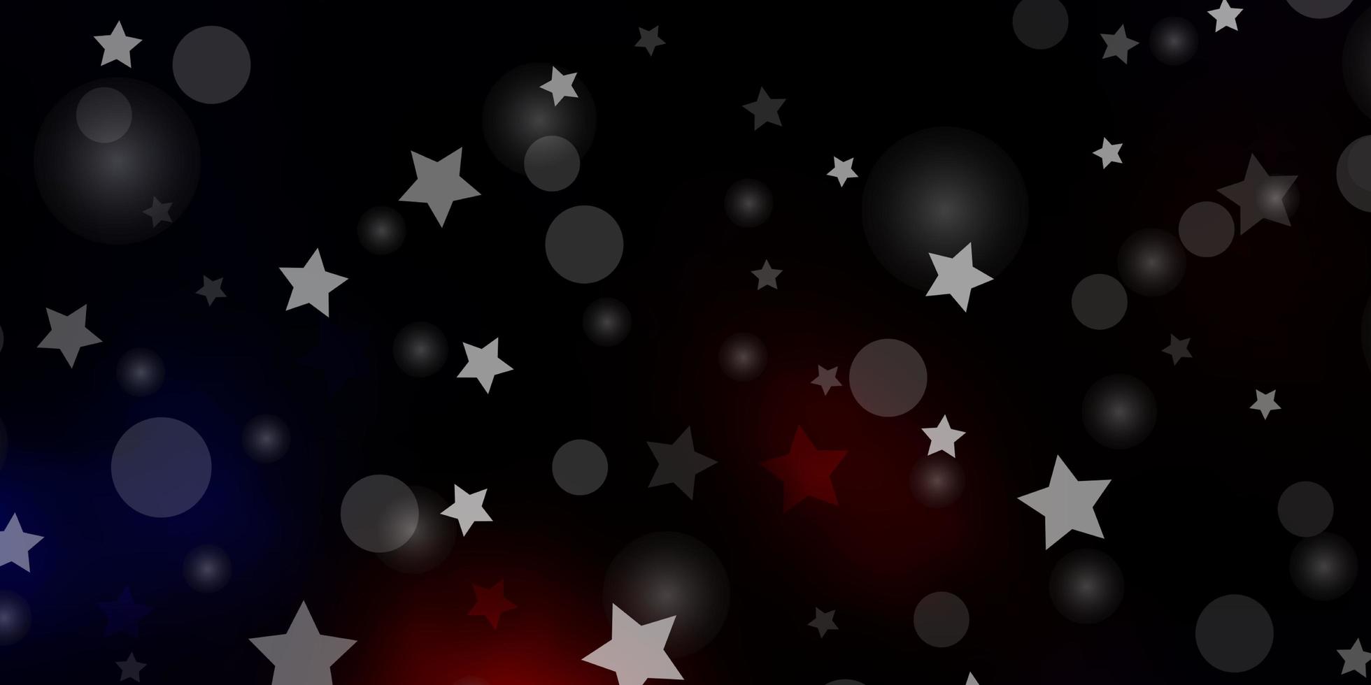 plantilla de vector rojo oscuro con círculos, estrellas.