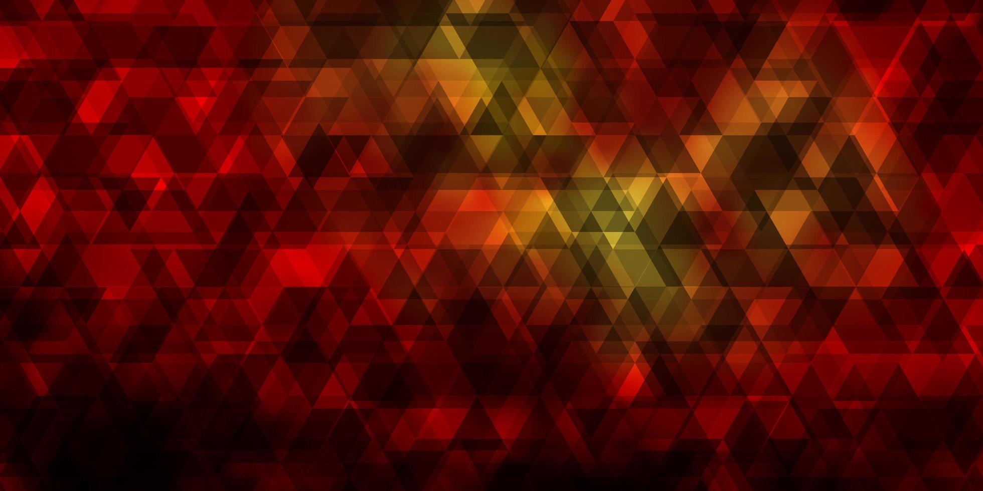 Dark Orange vector background with lines, triangles.