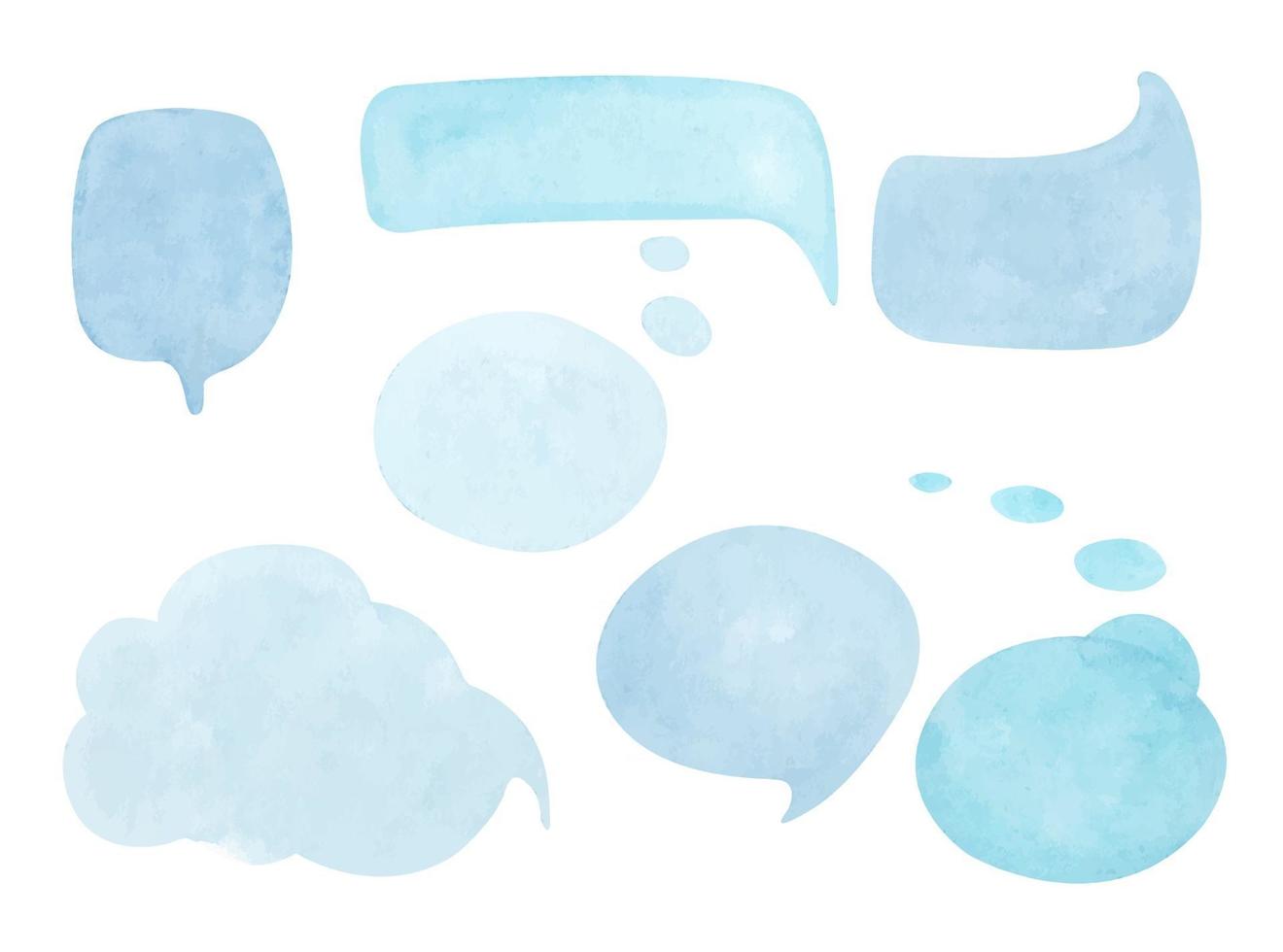 conjunto de burbujas de discurso sobre fondo blanco. Ilustración acuarela. vector