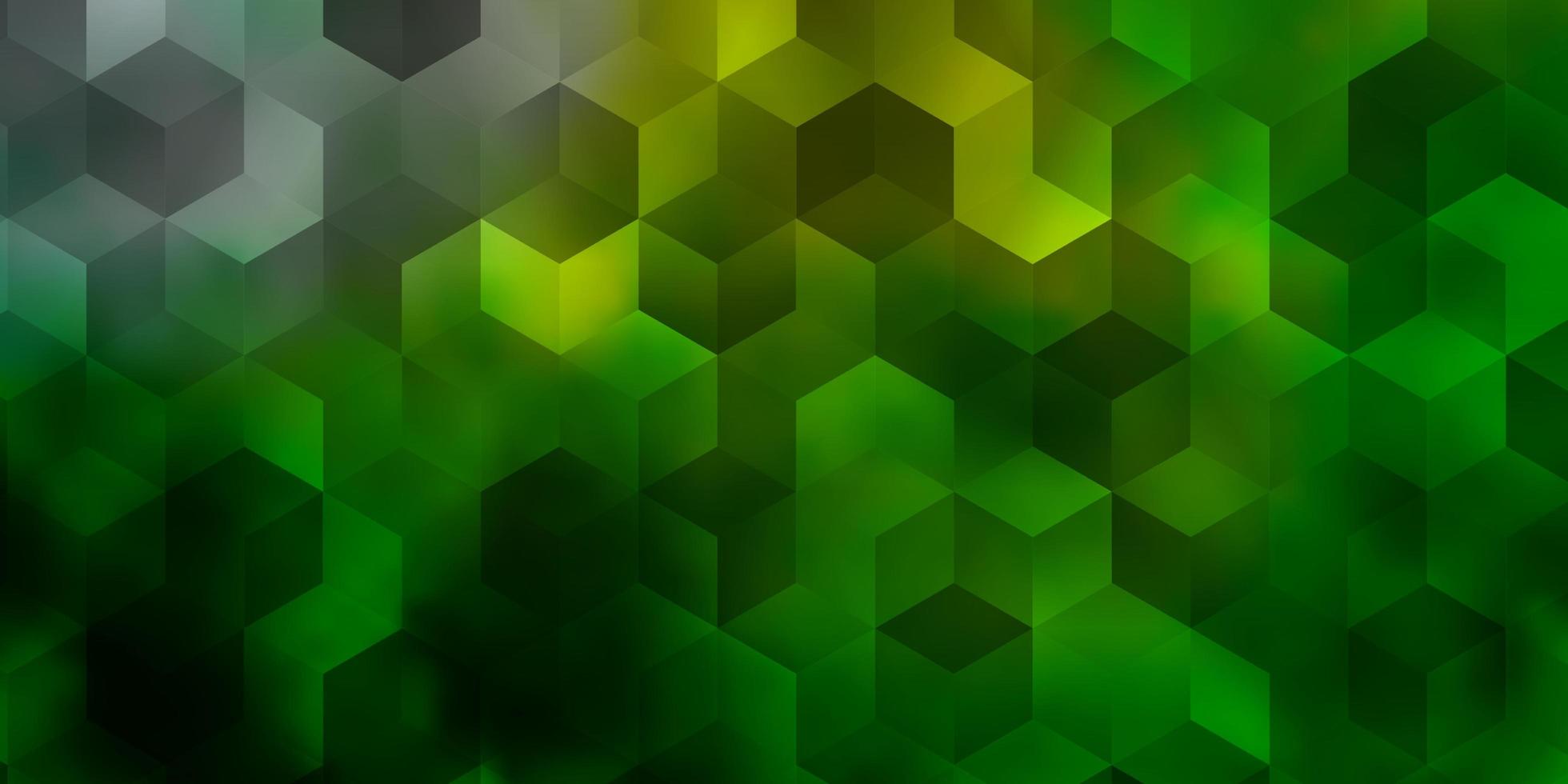 Fondo de vector verde claro, amarillo con hexágonos.