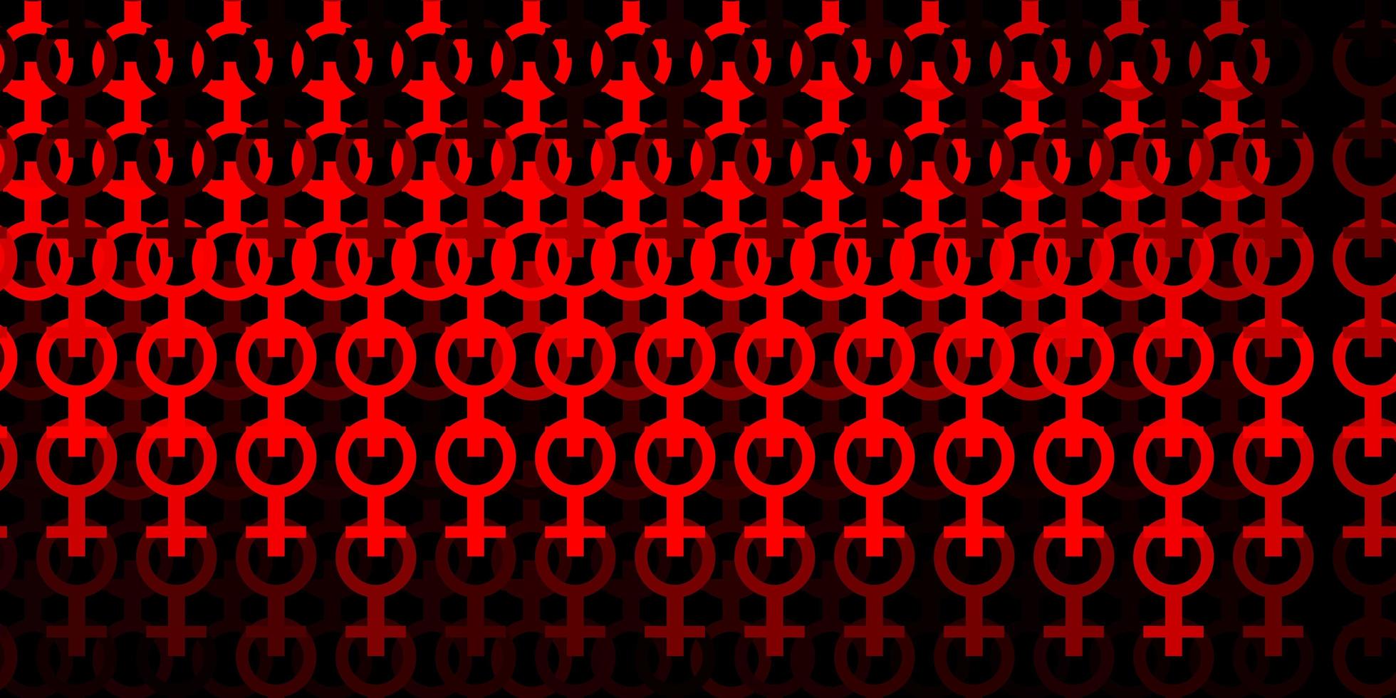 textura de vector rojo claro con símbolos de derechos de las mujeres.