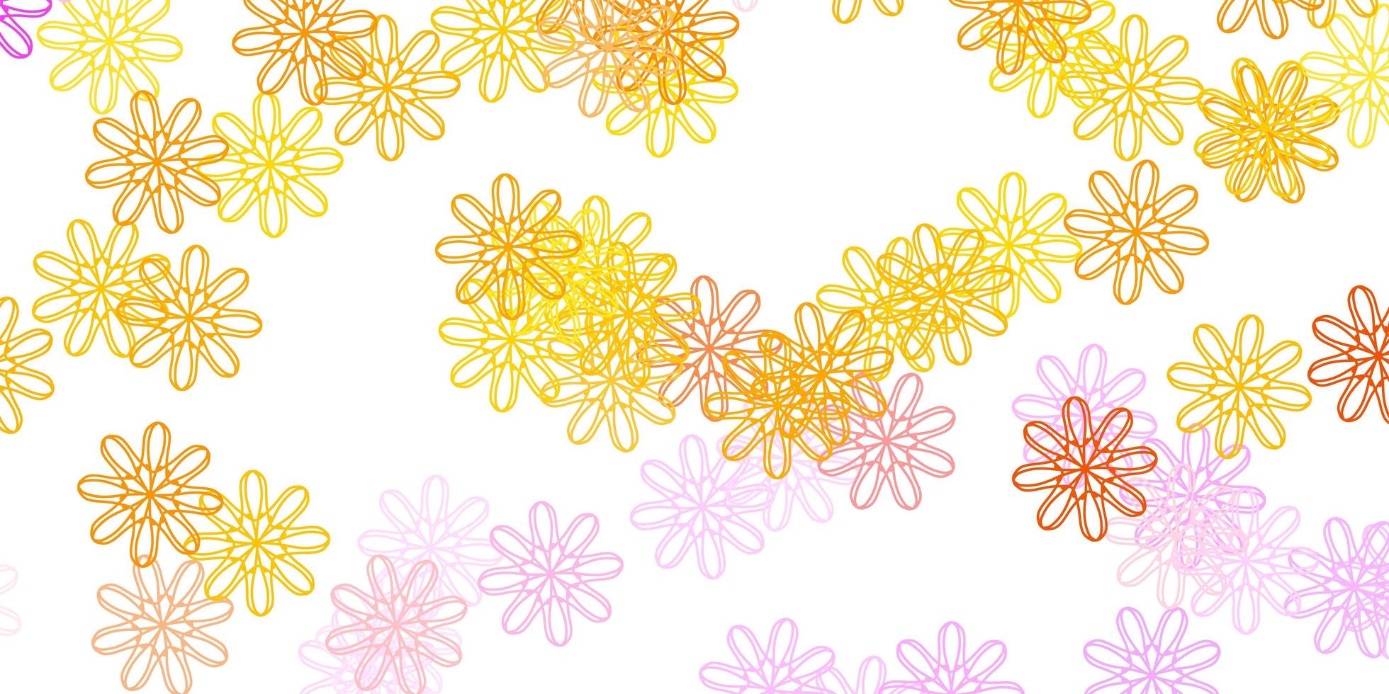 textura de doodle de vector rosa claro, amarillo con flores.