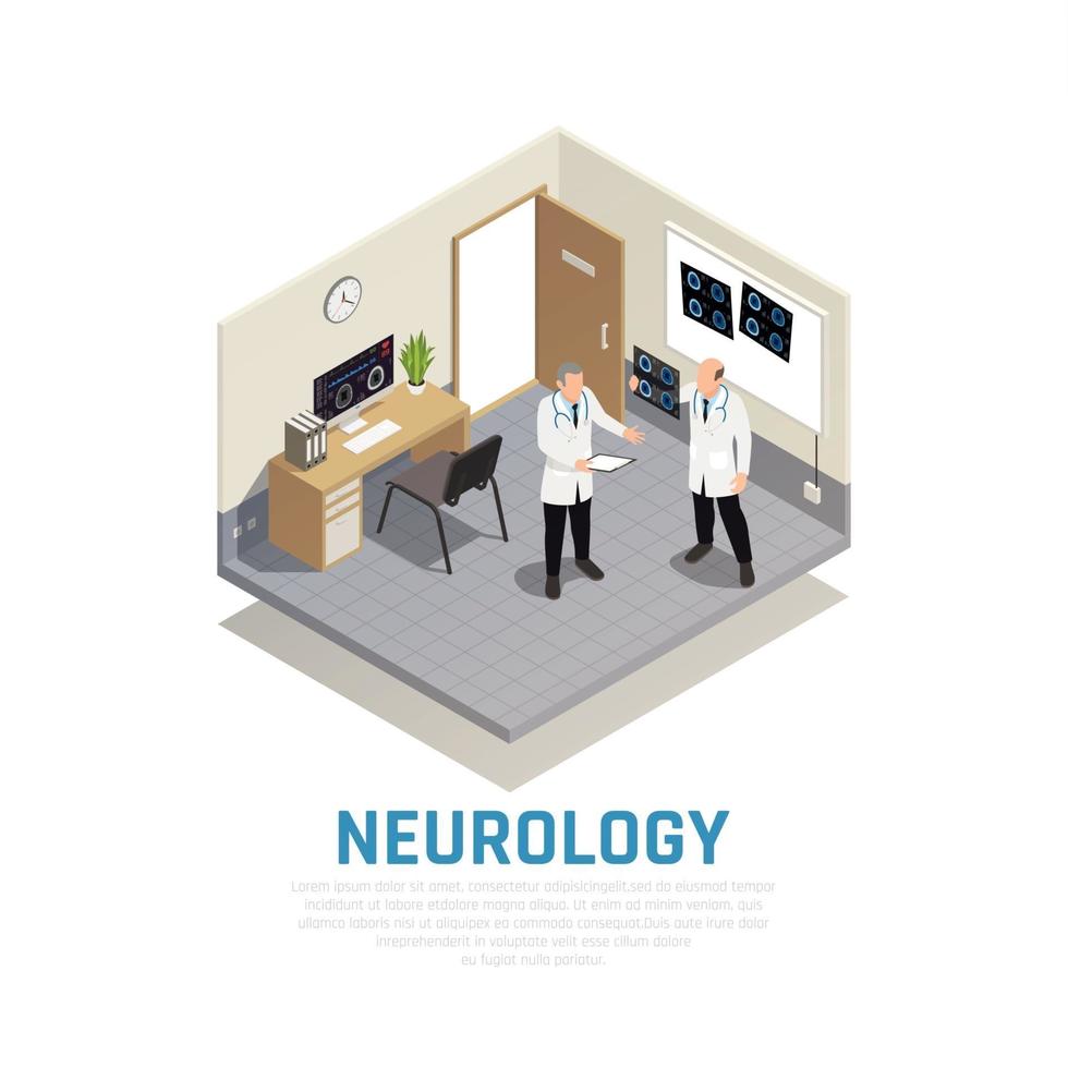 Neurology Isometric Composition Vector Illustration