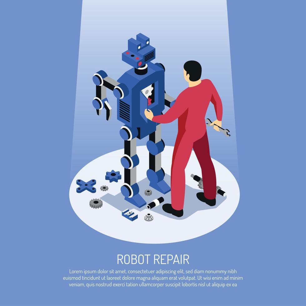 Mechanic Isometric Illustration Vector Illustration