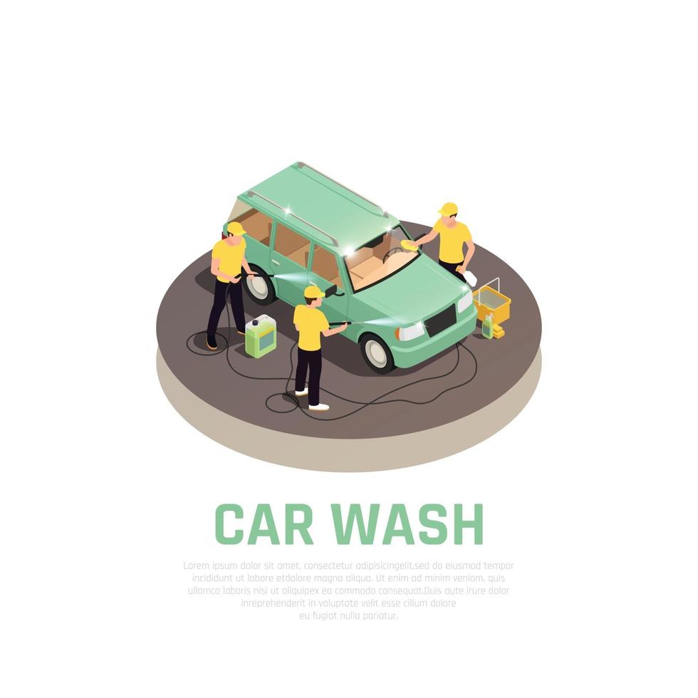 Carwash Isometric Concept Vector Illustration